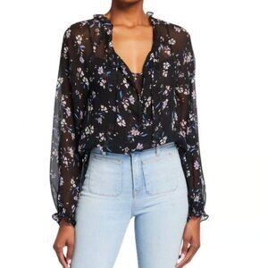 Veronica Beard Black Floral Blouse